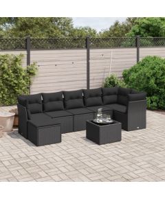 vidaXL 8-częściowy zestaw wypoczynkowy do ogrodu, z poduszkami, czarny Dārza mēbeļu komplekti