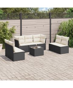 vidaXL 8-częściowy zestaw wypoczynkowy do ogrodu, z poduszkami, czarny Dārza mēbeļu komplekti