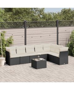 vidaXL 8-częściowy zestaw wypoczynkowy do ogrodu, z poduszkami, czarny Dārza mēbeļu komplekti