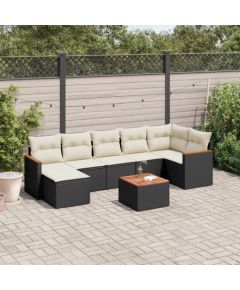 vidaXL 8-częściowy zestaw wypoczynkowy do ogrodu, z poduszkami, czarny Dārza mēbeļu komplekti