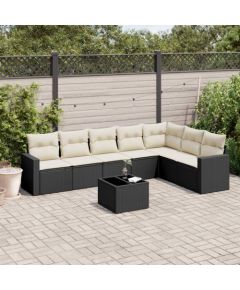 vidaXL 8-częściowy zestaw wypoczynkowy do ogrodu, z poduszkami, czarny Dārza mēbeļu komplekti