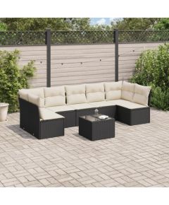 vidaXL 8-częściowy zestaw wypoczynkowy do ogrodu, z poduszkami, czarny Dārza mēbeļu komplekti