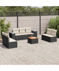 vidaXL 8-częściowy zestaw wypoczynkowy do ogrodu, z poduszkami, czarny Dārza mēbeļu komplekti