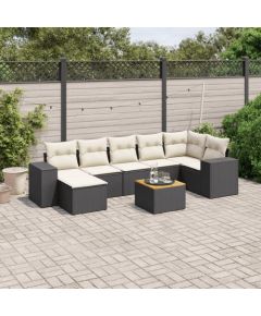 vidaXL 8-częściowy zestaw wypoczynkowy do ogrodu, z poduszkami, czarny Dārza mēbeļu komplekti