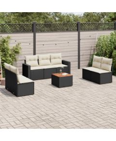 vidaXL 8-częściowy zestaw wypoczynkowy do ogrodu, z poduszkami, czarny Dārza mēbeļu komplekti