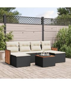 vidaXL 7-częściowy zestaw wypoczynkowy do ogrodu, z poduszkami, czarny Dārza mēbeļu komplekti