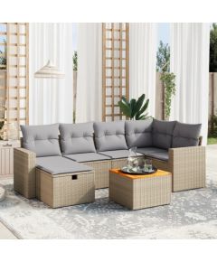 vidaXL 7-częściowy zestaw mebli ogrodowych z poduszkami, mieszany beż Dārza mēbeļu komplekti