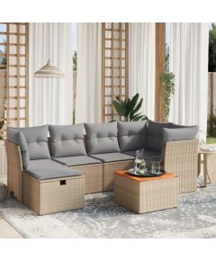 vidaXL 7-częściowy zestaw mebli ogrodowych z poduszkami, mieszany beż Dārza mēbeļu komplekti