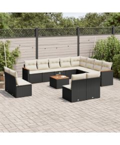 vidaXL 13-częściowy zestaw mebli do ogrodu, poduszki, czarny, rattan PE Dārza mēbeļu komplekti