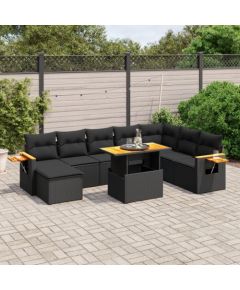 vidaXL 9-częściowy zestaw wypoczynkowy do ogrodu, z poduszkami, czarny Dārza mēbeļu komplekti