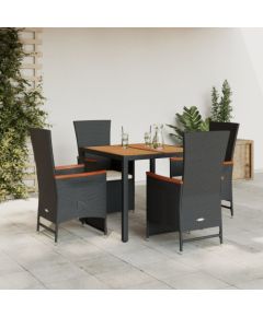 vidaXL 5-częściowy zestaw mebli ogrodowych z poduszkami, czarny, polirattan Dārza mēbeļu komplekti