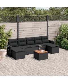 vidaXL 8-częściowy zestaw wypoczynkowy do ogrodu, z poduszkami, czarny Dārza mēbeļu komplekti