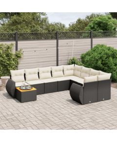 vidaXL vidaXL 10-cz. zestaw wypoczynkowy do ogrodu, poduszki czarny rattan PE Dārza mēbeļu komplekti