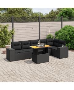 vidaXL vidaXL 7-cz. zestaw wypoczynkowy do ogrodu, z poduszkami, czarny Dārza mēbeļu komplekti