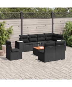 vidaXL vidaXL 9-cz. zestaw wypoczynkowy do ogrodu, z poduszkami, czarny Dārza mēbeļu komplekti