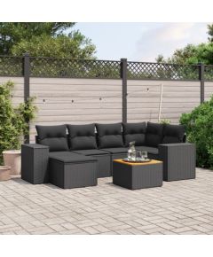 vidaXL vidaXL 7-cz. zestaw wypoczynkowy do ogrodu, z poduszkami, czarny Dārza mēbeļu komplekti