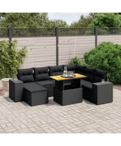 vidaXL vidaXL 8-cz. zestaw wypoczynkowy do ogrodu, z poduszkami, czarny Dārza mēbeļu komplekti