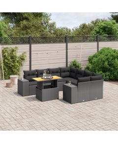 vidaXL vidaXL 9-cz. zestaw wypoczynkowy do ogrodu, z poduszkami, czarny Dārza mēbeļu komplekti