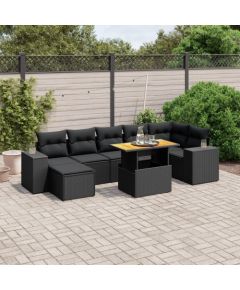 vidaXL vidaXL 8-cz. zestaw wypoczynkowy do ogrodu, z poduszkami, czarny Dārza mēbeļu komplekti
