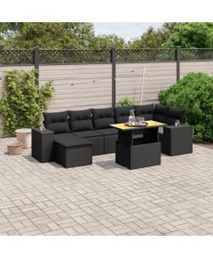 vidaXL vidaXL 8-cz. zestaw wypoczynkowy do ogrodu, z poduszkami, czarny Dārza mēbeļu komplekti