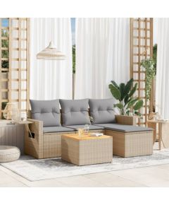 vidaXL 5-częściowy zestaw mebli ogrodowych z poduszkami, mieszany beż Dārza mēbeļu komplekti