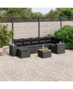 vidaXL vidaXL 8-cz. zestaw wypoczynkowy do ogrodu, z poduszkami, czarny Dārza mēbeļu komplekti