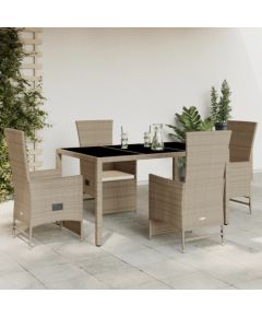 vidaXL vidaXL 5-cz. zestaw mebli ogrodowych z poduszkami, beżowy, polirattan Dārza mēbeļu komplekti