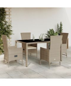 vidaXL vidaXL 5-cz. zestaw mebli ogrodowych z poduszkami, beżowy, polirattan Dārza mēbeļu komplekti