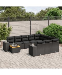 vidaXL vidaXL 11-cz. zestaw wypoczynkowy do ogrodu, poduszki czarny rattan PE Dārza mēbeļu komplekti