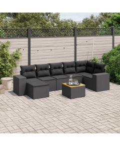 vidaXL vidaXL 8-cz. zestaw wypoczynkowy do ogrodu, z poduszkami, czarny Dārza mēbeļu komplekti