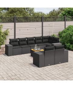 vidaXL vidaXL 9-cz. zestaw wypoczynkowy do ogrodu, z poduszkami, czarny Dārza mēbeļu komplekti