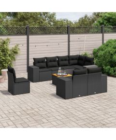 vidaXL vidaXL 9-cz. zestaw wypoczynkowy do ogrodu, z poduszkami, czarny Dārza mēbeļu komplekti