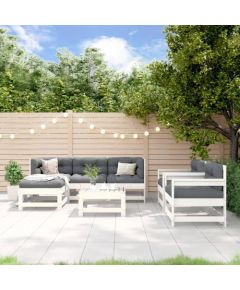 vidaXL 7-częściowy zestaw mebli ogrodowych, biały, lite drewno sosnowe Dārza mēbeļu komplekti