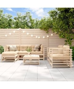 vidaXL 7-częściowy zestaw mebli ogrodowych, lite drewno sosnowe Dārza mēbeļu komplekti