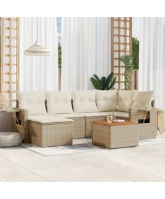 vidaXL 7-częściowy zestaw wypoczynkowy do ogrodu, z poduszkami, beżowy Dārza mēbeļu komplekti