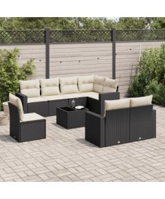 vidaXL 9-częściowy zestaw wypoczynkowy do ogrodu, z poduszkami, czarny Dārza mēbeļu komplekti