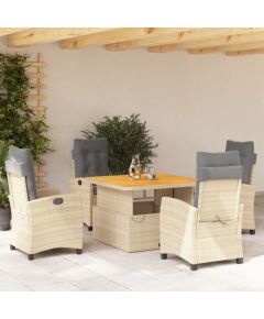 vidaXL 5-cz. zestaw mebli ogrodowych z poduszkami, beżowy, polirattan Dārza mēbeļu komplekti