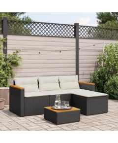 vidaXL 3-cz. zestaw wypoczynkowy do ogrodu, poduszki, czarny rattan PE Dārza mēbeļu komplekti