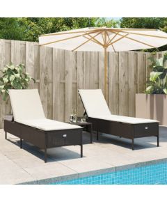 vidaXL 3-częściowy zestaw leżaków z poduszkami, brązowy polirattan Шезлонги и пляжные стулья
