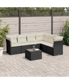 vidaXL 7-częściowy zestaw wypoczynkowy do ogrodu, z poduszkami, czarny Dārza mēbeļu komplekti