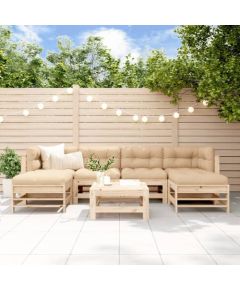 vidaXL 7-częściowy zestaw mebli ogrodowych, lite drewno sosnowe Dārza mēbeļu komplekti