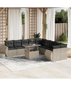 vidaXL vidaXL 11-cz. zestaw mebli ogrodowych z poduszkami, szary rattan PE Dārza mēbeļu komplekti