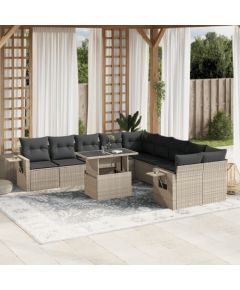 vidaXL vidaXL 11-cz. zestaw mebli ogrodowych z poduszkami, szary rattan PE Dārza mēbeļu komplekti