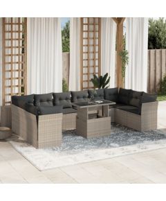 vidaXL vidaXL 11-cz. zestaw mebli ogrodowych z poduszkami, szary rattan PE Dārza mēbeļu komplekti