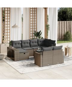 vidaXL vidaXL 11-cz. zestaw mebli ogrodowych z poduszkami, szary rattan PE Dārza mēbeļu komplekti