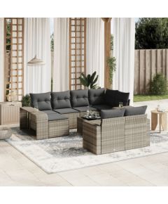 vidaXL vidaXL 11-cz. zestaw mebli ogrodowych z poduszkami, szary rattan PE Dārza mēbeļu komplekti