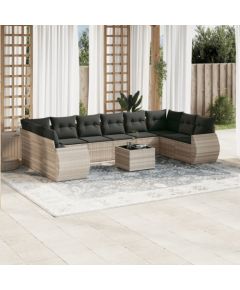 vidaXL vidaXL 11-cz. zestaw mebli ogrodowych z poduszkami, szary rattan PE Dārza mēbeļu komplekti