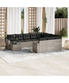 vidaXL vidaXL 11-cz. zestaw mebli ogrodowych z poduszkami, szary rattan PE Dārza mēbeļu komplekti