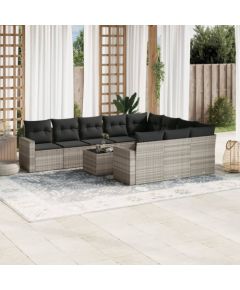 vidaXL vidaXL 11-cz. zestaw mebli ogrodowych z poduszkami, szary rattan PE Dārza mēbeļu komplekti