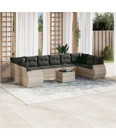 vidaXL vidaXL 11-cz. zestaw mebli ogrodowych z poduszkami, szary rattan PE Dārza mēbeļu komplekti